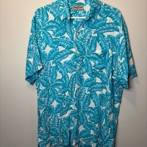 Kenny Flowers Men's Blue Tropical Shirt XL